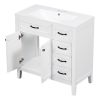 36" Bathroom Vanity with Sink Combo, White Bathroom Cabinet with Drawers, Solid Frame and MDF Board