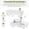 [VIDEO provided] ON-TREND Multi-functional Coffee Table with Lifted Tabletop, Contemporary Cocktail Table with Metal Frame Legs, High-gloss Surface Di