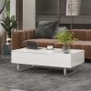 [VIDEO provided] ON-TREND Multi-functional Coffee Table with Lifted Tabletop, Contemporary Cocktail Table with Metal Frame Legs, High-gloss Surface Di