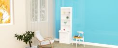 Morden Deisgn Full Size Vertical Murphy Bed with Shelf and Drawers for Bedroom or Guestroom White Wall Bed Space Saving Hidden Bed with New Style Gas