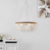 Bohemian style Woven Pendant Light 23.6 Inch Rattan Ligh Large Rattan Pendant Light with 5-Tier Rattan Chandelier