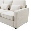 [VIDEO provided] [New] 104" 4-Seater Modern Linen Fabric Sofa with Armrest Pockets and 4 Pillows,Minimalist Style Couch for Living Room, Apartment, Of