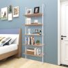 5-Shelf Wood Ladder Bookcase with Metal Frame, Industrial 5-Tier Modern Ladder Shelf Wood Shelves,Walnut