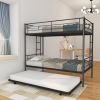 Twin Over Twin Metal Bunk Bed Frame with Trundle(Upgrade reinforcement version)