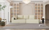 125" Stylish Chaise Lounge Modern Indoor Lounge Sofa Sleeper Sofa with Clean Lines for Living Room, Beige