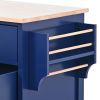 K&K Store Kitchen Cart with Rubber Wood Countertop , Kitchen Island has 8 Handle-Free Drawers Including a Flatware Organizer and 5 Wheels for Kitchen
