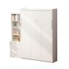 Morden Deisgn Full Size Vertical Murphy Bed with Shelf and Drawers for Bedroom or Guestroom White Wall Bed Space Saving Hidden Bed with New Style Gas