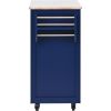 K&K Store Kitchen Cart with Rubber Wood Countertop , Kitchen Island has 8 Handle-Free Drawers Including a Flatware Organizer and 5 Wheels for Kitchen