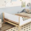 Twin Bed with Headboard, Footboard, Safeguards, Built-in Bed-end Book Storage Rack ,White