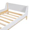 Twin Bed with Headboard, Footboard, Safeguards, Built-in Bed-end Book Storage Rack ,White