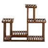4-Story 7-Seat Indoor And Outdoor Multi-Function Carbonized Wood Plant Stand