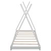 Twin Size House Platform Bed with Triangle tructure,White