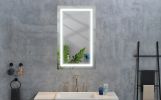 36*28LED Lighted Bathroom Wall Mounted Mirror with High Lumen+Anti-Fog Separately Control+Dimmer Function