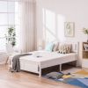 Cap Vertical Decorative Core Panel Bed White Full Wooden Bed Pine