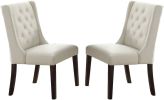 Modern Faux Leather White Tufted Set of 2 Chairs Dining Seat Chair