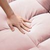 Modern Velvet Loveseat Futon Sofa Couch w/Pullout Bed,Small Love Seat Lounge Sofa w/Reclining Backrest,Toss Pillows, Pockets,Furniture for Living Room