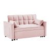Modern Velvet Loveseat Futon Sofa Couch w/Pullout Bed,Small Love Seat Lounge Sofa w/Reclining Backrest,Toss Pillows, Pockets,Furniture for Living Room