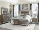 Silver Gray Metallic Finish Glam Style Dresser of 6 Drawers Wooden 1pc Modern Bedroom Furniture Acrylic Hardware Beveled Mirror Trim