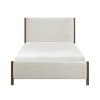 Modern Contemporary Bedroom 1pc Full Platform Bed Soft Beige Chenille Fabric Upholstered Bed Solid Wood Furniture