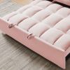 Modern Velvet Loveseat Futon Sofa Couch w/Pullout Bed,Small Love Seat Lounge Sofa w/Reclining Backrest,Toss Pillows, Pockets,Furniture for Living Room