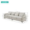 [VIDEO provided] [New] 104" 4-Seater Modern Linen Fabric Sofa with Armrest Pockets and 4 Pillows,Minimalist Style Couch for Living Room, Apartment, Of