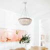 Bohemian style Woven Pendant Light 23.6 Inch Rattan Ligh Large Rattan Pendant Light with 5-Tier Rattan Chandelier
