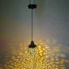 Outdoor Garden Wrought Iron LED Solar Water Drop Rugby Pendant Hollow Waterproof Hanging Lamp Landscape Light Villa Chandelier