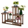 4-Story 7-Seat Indoor And Outdoor Multi-Function Carbonized Wood Plant Stand