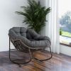 Outdoor Rattan Rocking Chair,Padded Cushion Rocker Recliner Chair Outdoor for Front Porch, Living Room, Patio, Garden, Grey