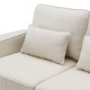 [VIDEO provided] [New] 104" 4-Seater Modern Linen Fabric Sofa with Armrest Pockets and 4 Pillows,Minimalist Style Couch for Living Room, Apartment, Of