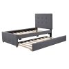 Linen Upholstered Platform Bed With Headboard and Trundle, Twin(Old SKU: SM000504AAE)