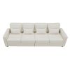 [VIDEO provided] [New] 104" 4-Seater Modern Linen Fabric Sofa with Armrest Pockets and 4 Pillows,Minimalist Style Couch for Living Room, Apartment, Of