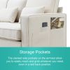 [VIDEO provided] [New] 104" 4-Seater Modern Linen Fabric Sofa with Armrest Pockets and 4 Pillows,Minimalist Style Couch for Living Room, Apartment, Of