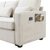 [VIDEO provided] [New] 104" 4-Seater Modern Linen Fabric Sofa with Armrest Pockets and 4 Pillows,Minimalist Style Couch for Living Room, Apartment, Of