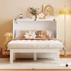 Full Size Murphy Bed with USB Port and removable Shelves on Each Side,White