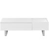 [VIDEO provided] ON-TREND Multi-functional Coffee Table with Lifted Tabletop, Contemporary Cocktail Table with Metal Frame Legs, High-gloss Surface Di