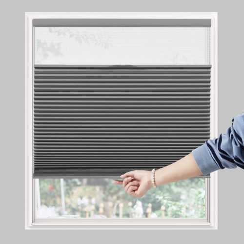 WELLSOURCE Day&Night Cellular Shades, Blackout Top Down Bottom Up Honeycomb Blinds for Windows, Cordless Window Shades with Sheer