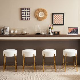 24" Tall, Round Bar Stools, Set of 2 - Contemporary upholstered dining stools for kitchens, coffee shops and bar stores - Includes sturdy hardware sup (Color: as Pic)