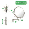 8-inch Wall Mounted Makeup Vanity Mirror, Height Adjustable, 1X / 10X Magnification Mirror, 360¬∞ Swivel with Extension Arm
