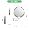 8-inch Wall Mounted Makeup Vanity Mirror, Height Adjustable, 1X / 10X Magnification Mirror, 360¬∞ Swivel with Extension Arm