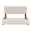 Upholstered Platform Bed with Classic Headboard and 4 Drawers;  No Box Spring Needed;  Linen Fabric;  Queen Size