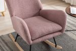 35.5 inch Rocking Chair, Soft Teddy Velvet Fabric Rocking Chair for Nursery, Comfy Wingback Glider Rocker with Safe Solid Wood Base for Living Room Be