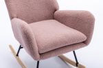 35.5 inch Rocking Chair, Soft Teddy Velvet Fabric Rocking Chair for Nursery, Comfy Wingback Glider Rocker with Safe Solid Wood Base for Living Room Be