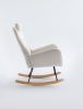 35.5 inch Rocking Chair, Soft Teddy Velvet Fabric Rocking Chair for Nursery, Comfy Wingback Glider Rocker with Safe Solid Wood Base for Living Room Be