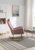 35.5 inch Rocking Chair, Soft Teddy Velvet Fabric Rocking Chair for Nursery, Comfy Wingback Glider Rocker with Safe Solid Wood Base for Living Room Be