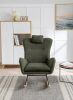 35.5 inch Rocking Chair, Soft Teddy Velvet Fabric Rocking Chair for Nursery, Comfy Wingback Glider Rocker with Safe Solid Wood Base for Living Room Be
