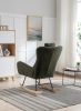35.5 inch Rocking Chair, Soft Teddy Velvet Fabric Rocking Chair for Nursery, Comfy Wingback Glider Rocker with Safe Solid Wood Base for Living Room Be