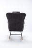 35.5 inch Rocking Chair, Soft Teddy Velvet Fabric Rocking Chair for Nursery, Comfy Wingback Glider Rocker with Safe Solid Wood Base for Living Room Be