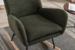 35.5 inch Rocking Chair, Soft Teddy Velvet Fabric Rocking Chair for Nursery, Comfy Wingback Glider Rocker with Safe Solid Wood Base for Living Room Be